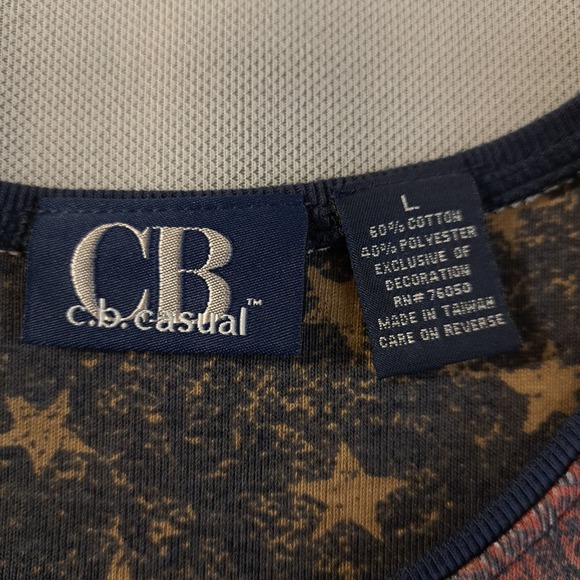 CB Casual VTG Women's Multicolor Fireworks 'AMERICA' Short Sleeve Shirt Size L - Picture 3 of 8